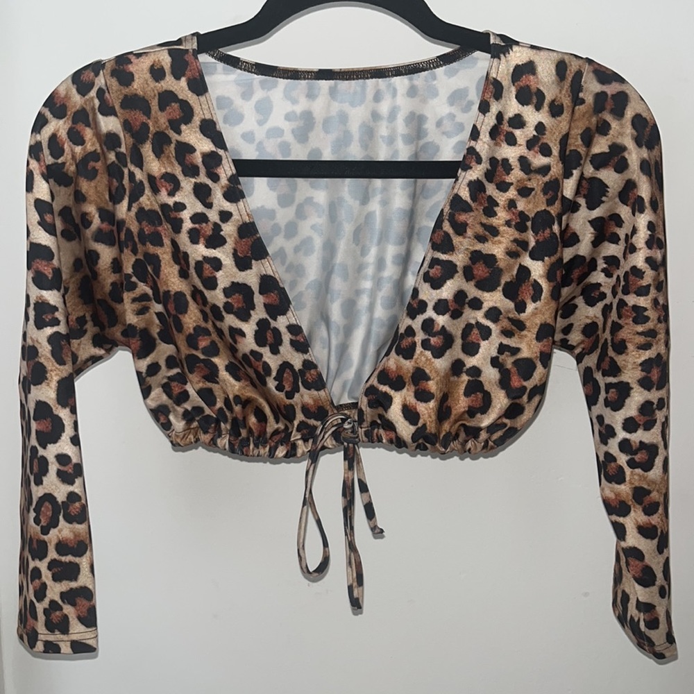 ASOS Swim Long Sleeve Tie Front Top